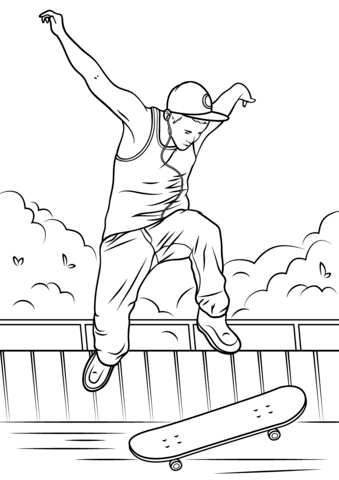 Skateboard Jump Coloring Page